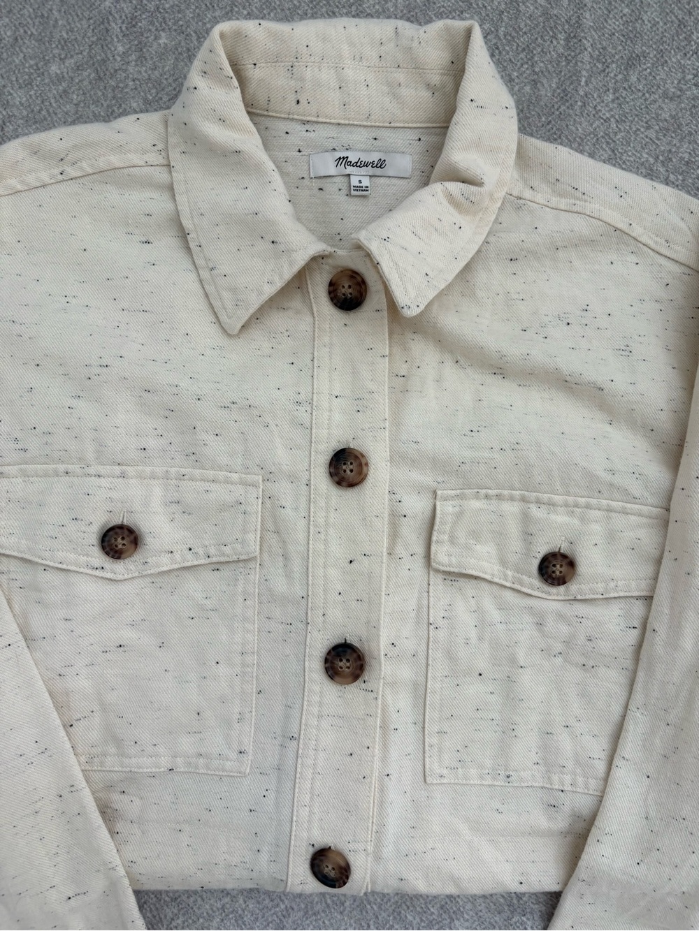 Madewell Cream Speckled Button-Up